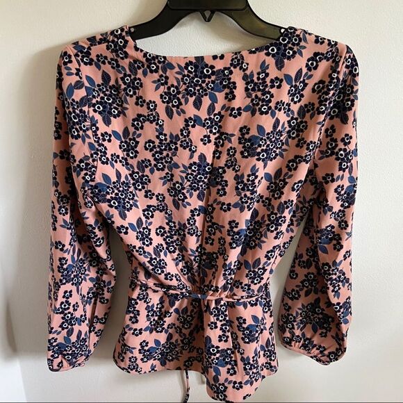 J. Crew Drapey crepe faux-wrap blouse in blush bouquet - Picture 9 of 14